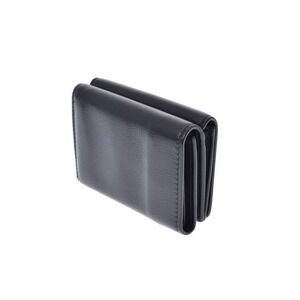Balenciaga Wallet Tri fold Calfskin Black Leather